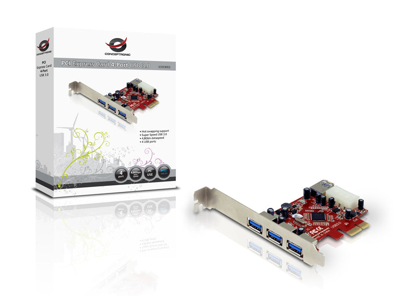 CONCEPTRONIC PCIe1x Card 3xUSB-A Ext./1xUSB-A Int.     5Gbps