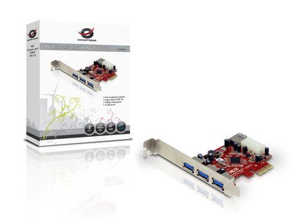 CONCEPTRONIC PCIe1x Card 3xUSB-A Ext./1xUSB-A Int.     5Gbps