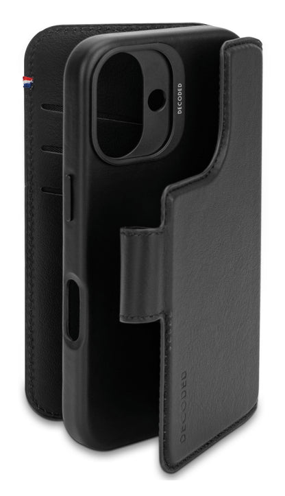 Decoded Leather Detachable Wallet for iPhone 16 — Black