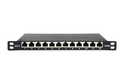 DIGITUS 10" Patch Panel Cat6A 12x RJ45 0.5U Shielded, Black