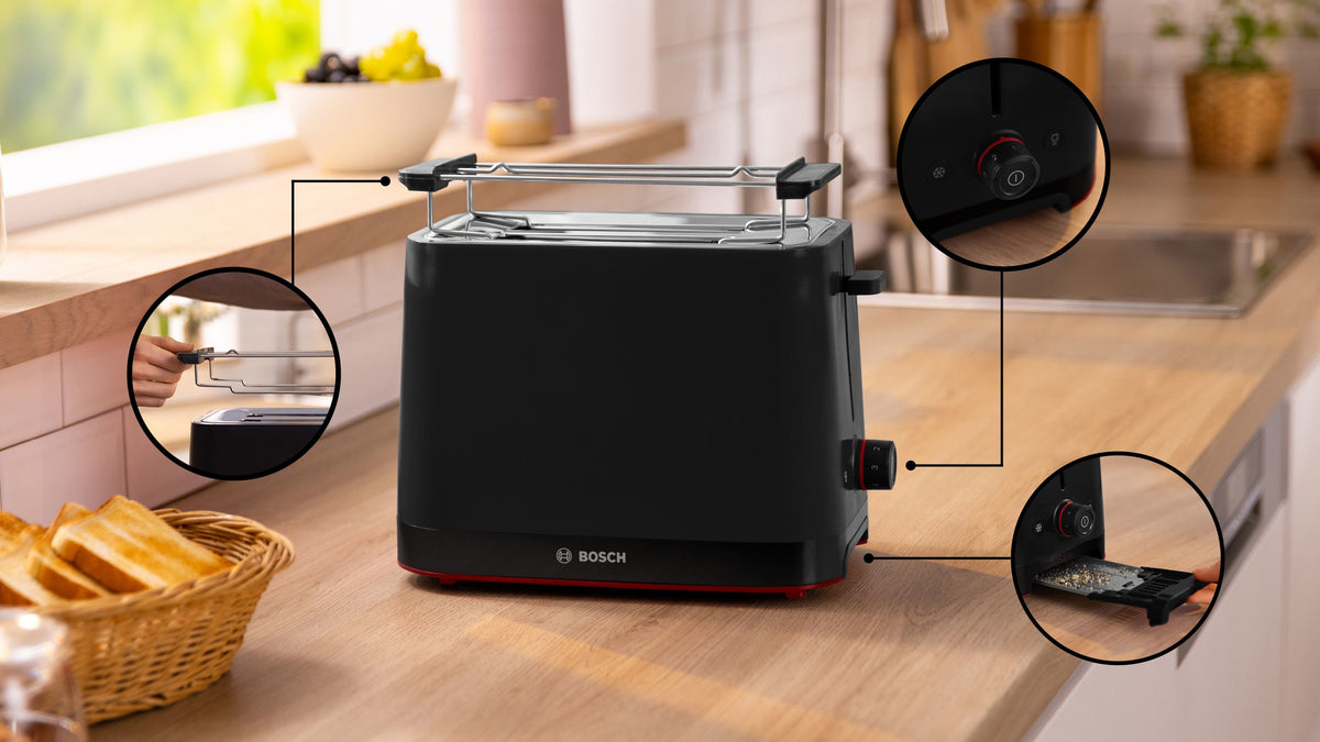 Bosch TAT3M123 Toaster, 2-Slice, 950 W, Black
