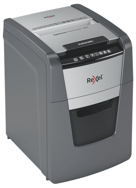 Κομποστοποιητής Εγγράφων Rexel AutoFeed+ 90X με Αυτόματη Τροφοδοσία, Καταστροφή σε Σταυροειδείς Λωρίδες, Επίπεδα Θορύβου 55 dB, Μαύρο και Γκρι