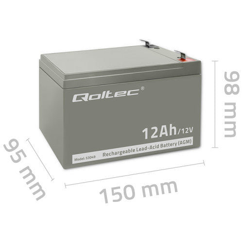 Qoltec 53049 AGM Battery | 12V | 12Ah