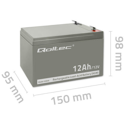 Qoltec 53049 AGM Battery | 12V | 12Ah