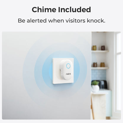 Reolink D340W - 5MP Video Doorbell with Chime, 2.4/5 GHz Wi‑Fi, Person Detection, Two‑Way Audio, Works with NVRs, White