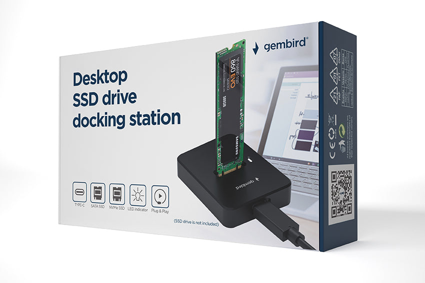 gembird Desktop-USB-Typ-C-M.2-SATA- Dockingstation, schw.