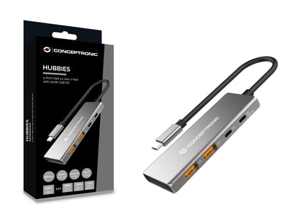 CONCEPTRONIC  4-1 Dock USB-C->2xUSB-C/2xUSB-A/100WPD 25cm gr