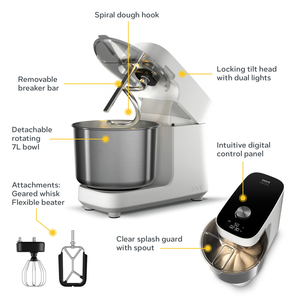 Ooni Halo Pro Spiral Mixer polar white