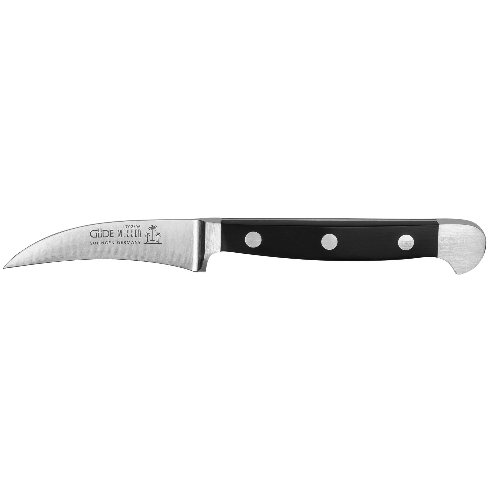 GÃ¼de Alpha peeling knife 6 cm POM black 1703/06