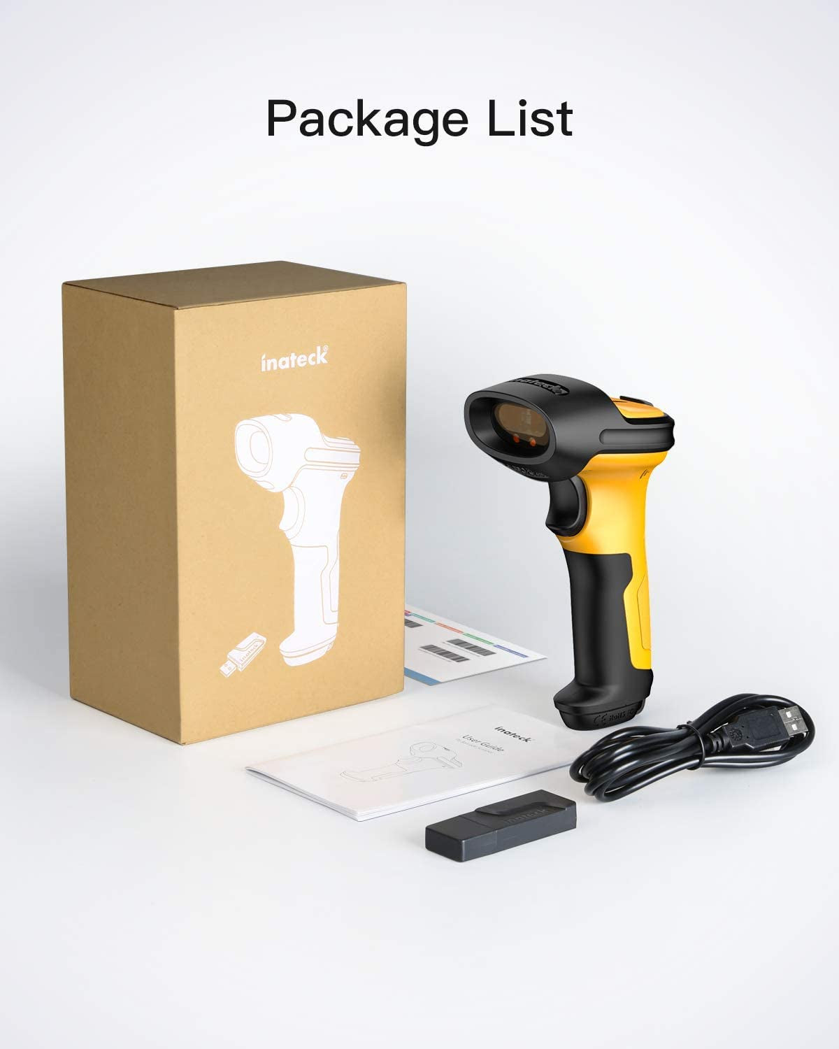 inateck Barcodescanner P6 Yellow Kit Wireless 1D