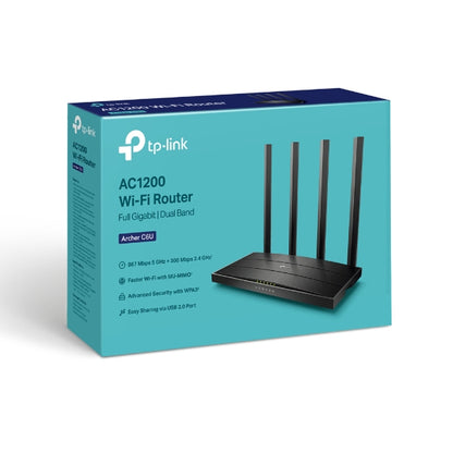 Ασύρματος δρομολογητής TP-Link Archer C6U με Gigabit Ethernet και διπλής ζώνης λειτουργία (2,4 GHz / 5 GHz) σε μαύρο χρώμα