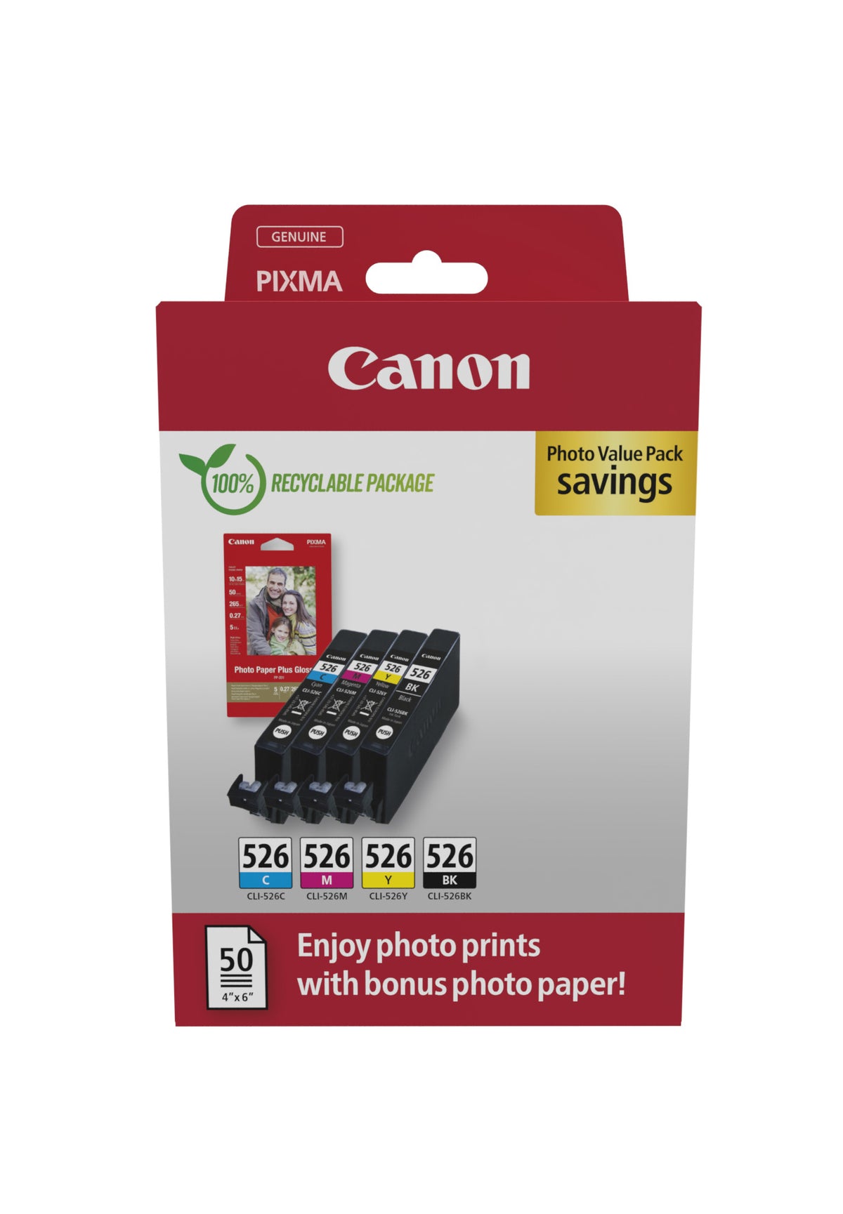 Canon CLI-526 Ink Cartridges 4-Pack — Black + Color
