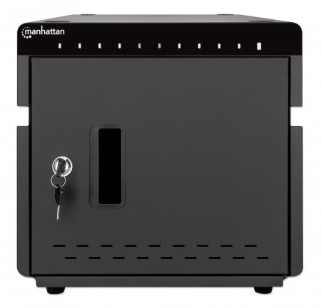 Manhattan 10-Bay Lockable USB-C Charging Cabinet for iPad to 11" and Other Devices (Desktop, EU/UK Power Cords)