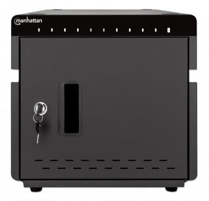 Manhattan 10-Bay Lockable USB-C Charging Cabinet for iPad to 11" and Other Devices (Desktop, EU/UK Power Cords)