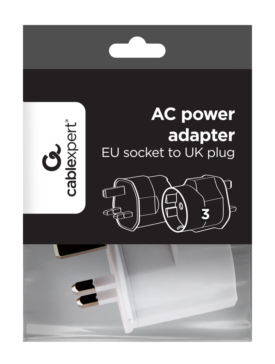 Gembird A-AC-EUFUKM-01 AC power adapter, EU Schuko socket to UK plug, 13 A