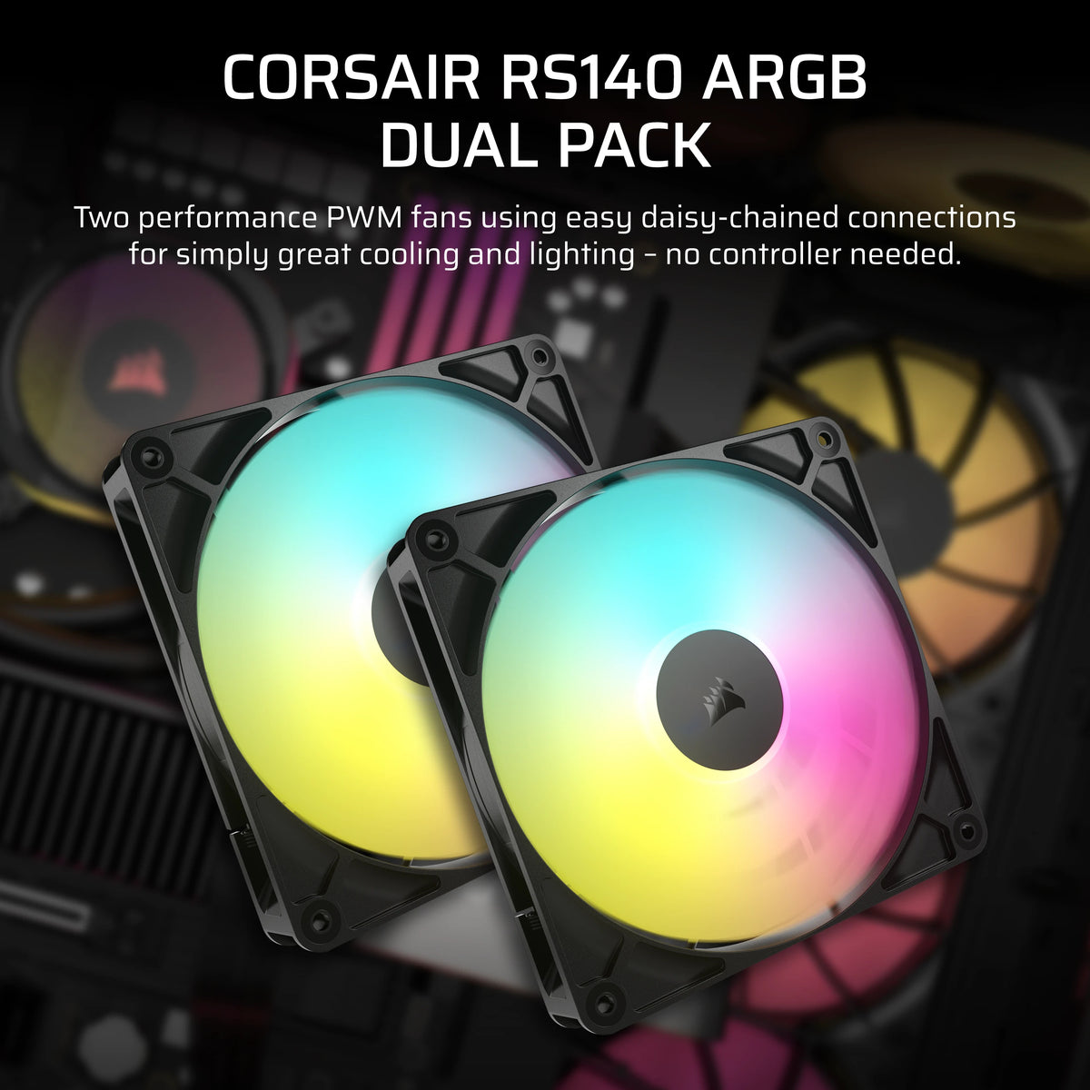 Corsair RS140 ARGB 140mm Case Fan — Black, 1 pc