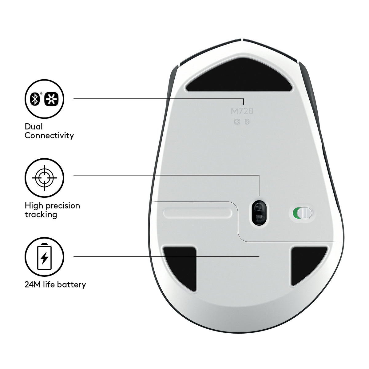 Logitech M720 Triathlon Wireless Mouse - Black