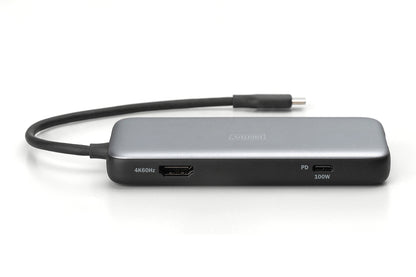 DIGITUS USB-C Docking Hub — HDMI, USB 3.2, RJ45, SD & MicroSD, PD, Aluminum (Silver)