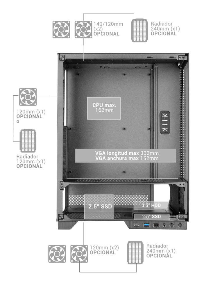 Tacens Mars Gaming MC-PULSAR Midi Tower Black