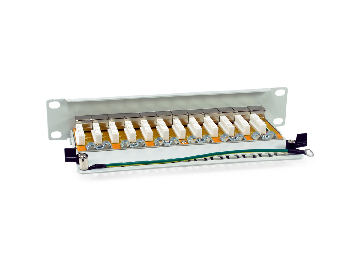 Equip 10" Patchpanel 12xRJ45 Cat6a FTP 1U     500MHz RAL7035