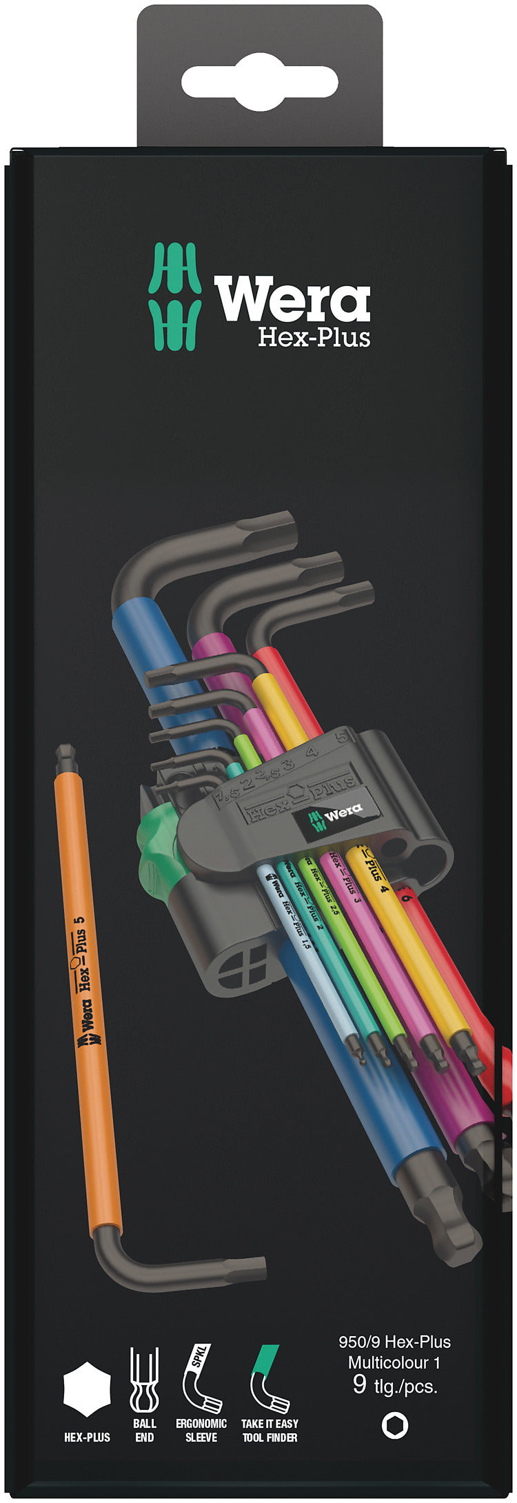 Wera 950 Spkl9 Hex-plus Hex Key Set Σετ κλειδιών hex σε σχήμα L Μετρικό/αγγλοσαξονικό 9 τεμάχια