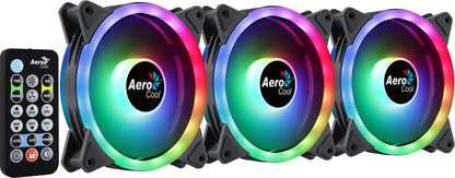 Aerocool DUO12PRO Kit 3x 120mm ARGB Dual Ring Antivibration Fans (6-pin) - Black