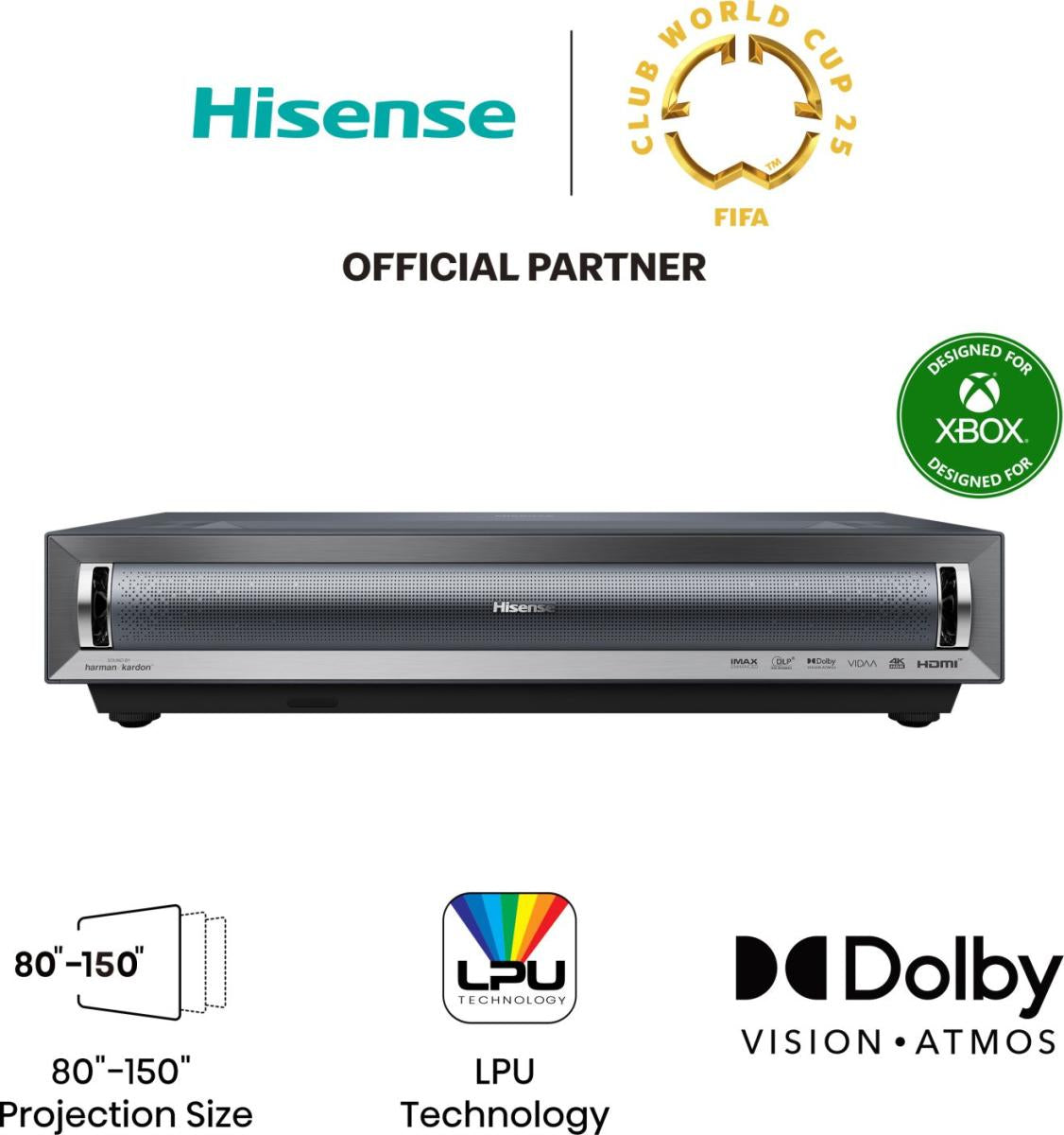 Hisense PX3 Laser Cinema TV 4K data projector Ultra short throw projector 2800 ANSI lumens 2160p (3840x2160) Black