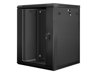 Lanberg wall-mounted installation rack cabinet 19'' 15U 600x600mm black (glass door)