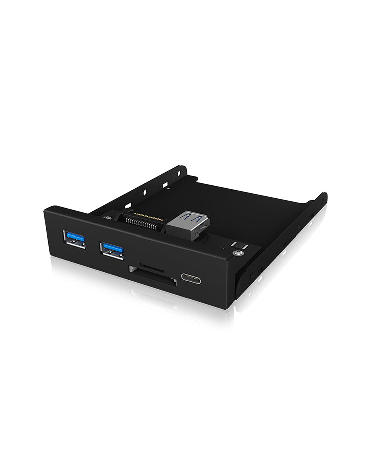 Icy Box IB-HUB1417-i3 USB Hub (Black) with 1x USB Type-C, 2x USB Type-A, and Card Reader