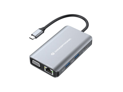 CONCEPTRONIC  7-1 Dock USB-C->HDMI/3xUSB-A/VGA/+     25cm gr