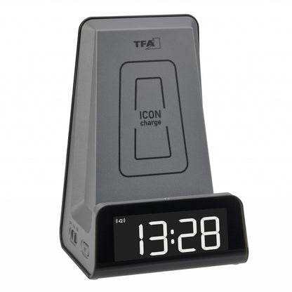 TFA 60,2033,10 ICON Charge Alarm Clock with Charger