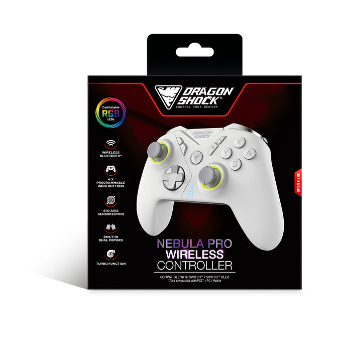 Dragonshock Nebula Pro Wireless Controller - White for Nintendo Switch