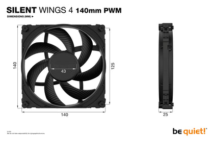 be quiet! Fan 140x140x25 SilentWings 4 PWM