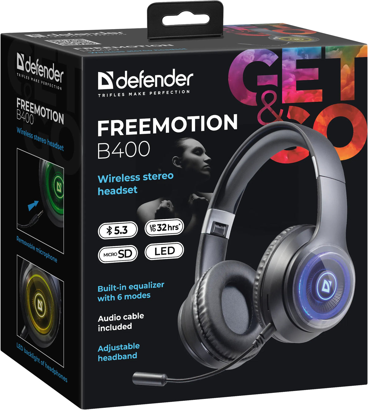 DEFENDER BLUETOOTH HEADPHONES FREEMOTION B400 LED