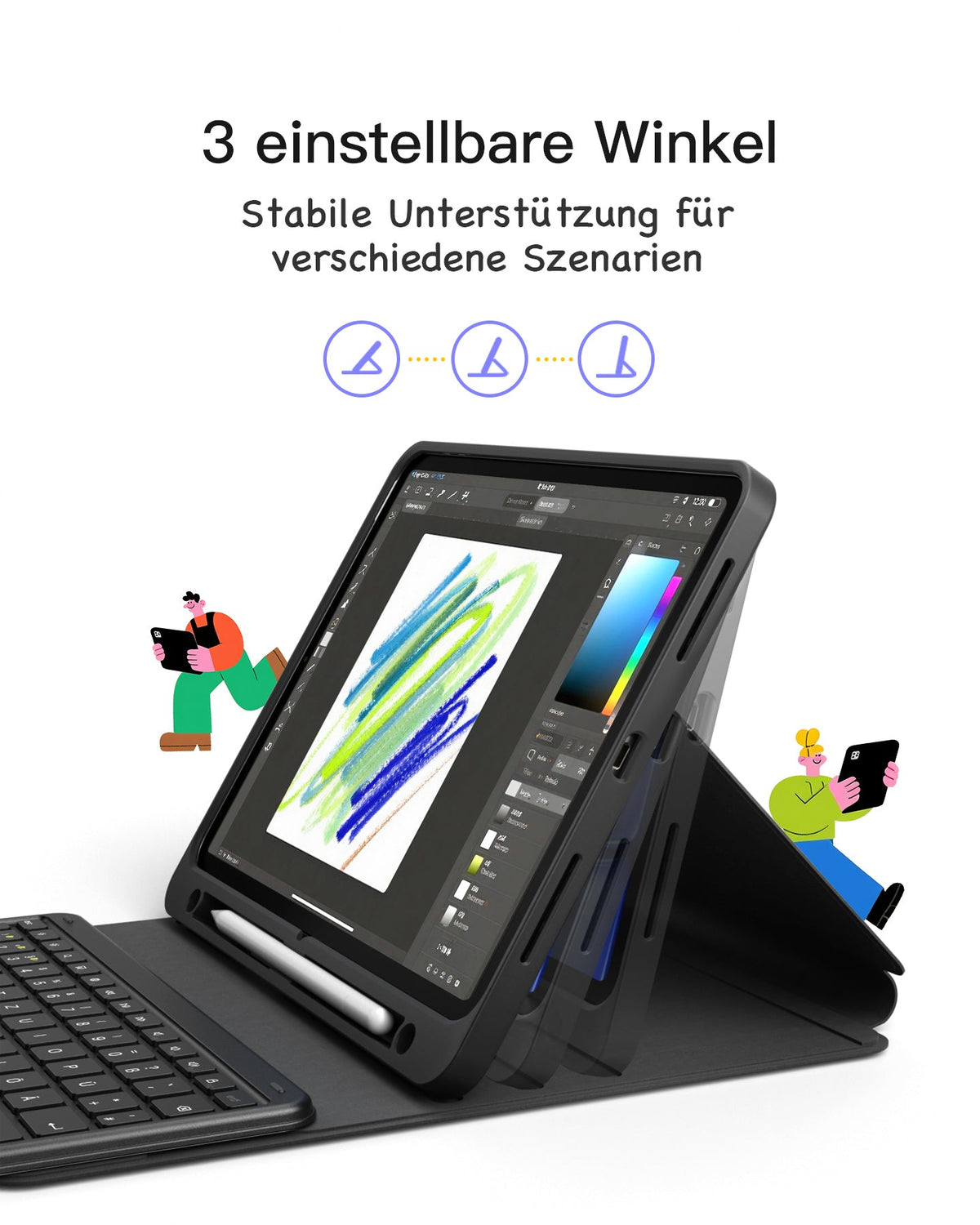 inateck KB002 Black Bluetooth-Tastatur-Hülle für iPad 11