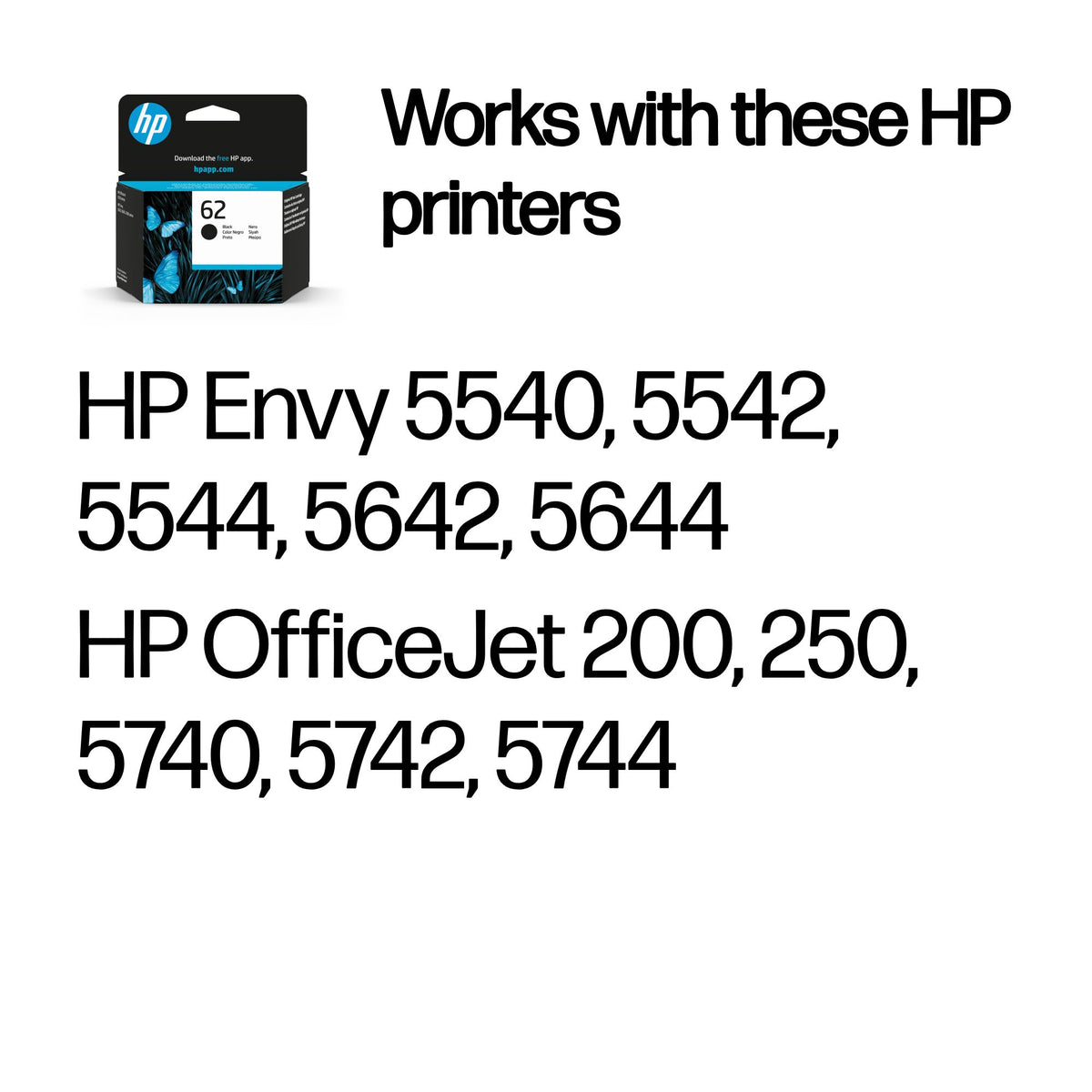 HP 62       Schwarz             Tintenpatrone