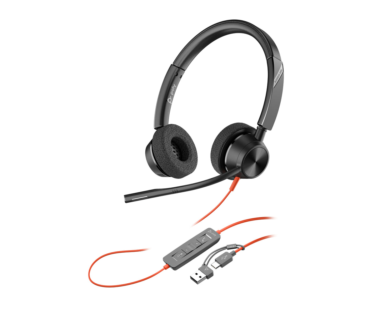 Poly Headset Blackwire 3325 Stereo USB-C + 3.5mm + USB C/A-A