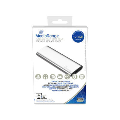 MediaRange 120GB Εξωτερικός SSD USB-C 3.2 Gen 2 (10 Gbit/s) - Ασημί