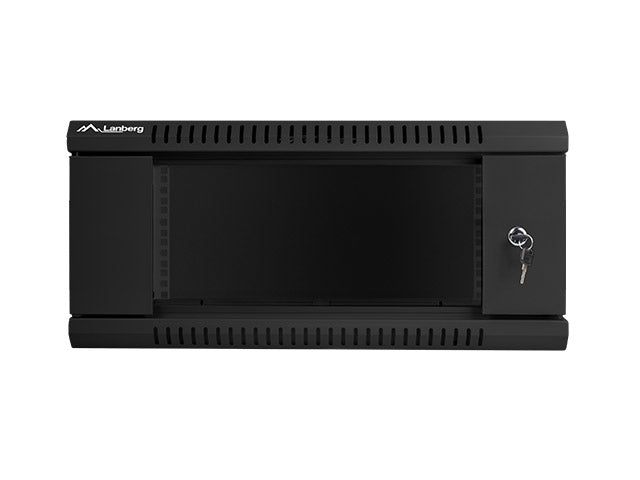 Lanberg 19" Wall-Mounted Installation Cabinet 4U 600x450mm Black with Glass Door