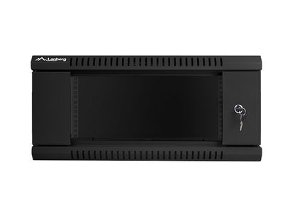 Lanberg 19" Wall-Mounted Installation Cabinet 4U 600x450mm Black with Glass Door