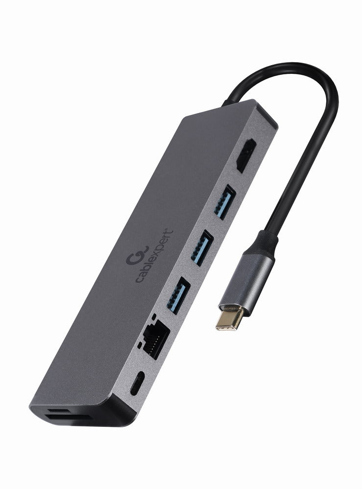 Gembird A-CM-COMBO5-05 USB Type-C 5-in-1 Multi-Port Adapter (Hub + HDMI + PD + Card Reader + LAN)