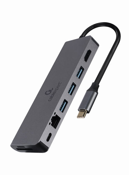 Gembird A-CM-COMBO5-05 USB Type-C 5-in-1 Multi-Port Adapter (Hub + HDMI + PD + Card Reader + LAN)