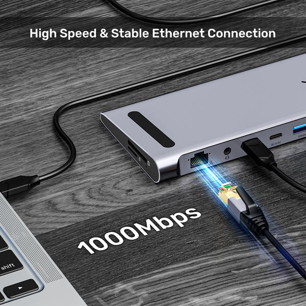 UNITEK 4K KVM DOCKING STATION, USB-C, HDMI WITH STAND