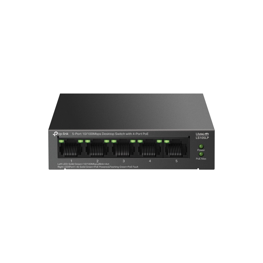 TP-Link LiteWave LS105P Ανεπιτήρητος Γρήγορος Ethernet (10/100) με Τροφοδοσία μέσω Ethernet (PoE) Μαύρο