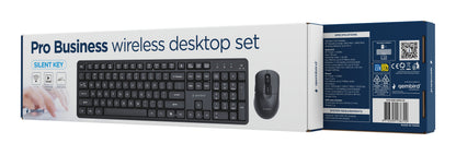 Gembird KBS-WMS-01 Silent key Pro Business wireless desktop set, black, US layout