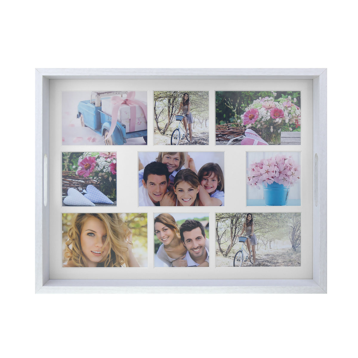ZEP Photo Tray White 45x35 cm Wooden Photo Tray for 9 Photos Model W006