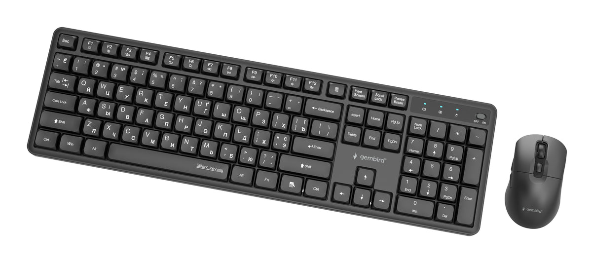Gembird KBS-WMS-01-CYRL Silent key Pro Business wireless desktop set, black, RU layout