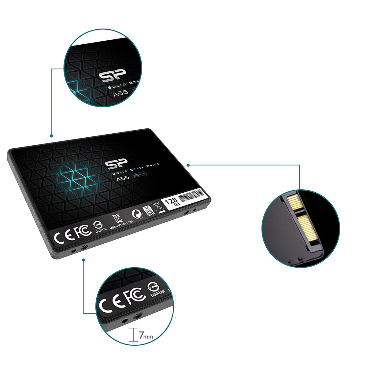 Silicon Power SSD 128GB 6.3cm SATAIII A55 3D Nand TLC