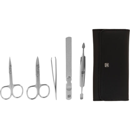 Zwilling CLASSIC Θήκη από δέρμα με κουμπώματα, μαύρη, 5 τεμάχια