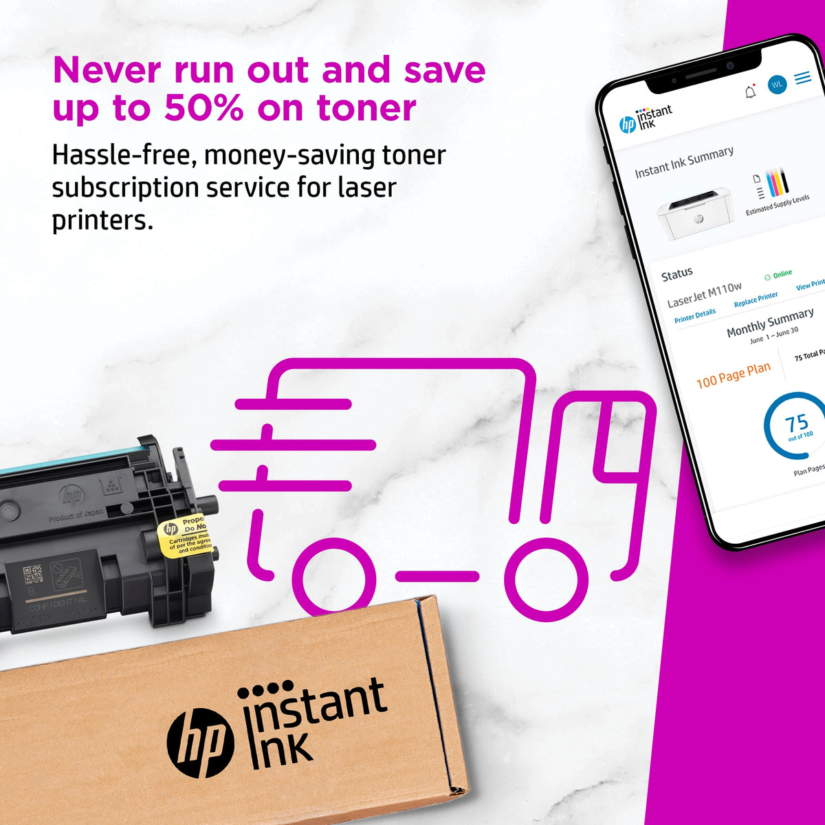 HP LaserJet M110w Printer, Black and white, Printer for Small office, Print, Compact Size